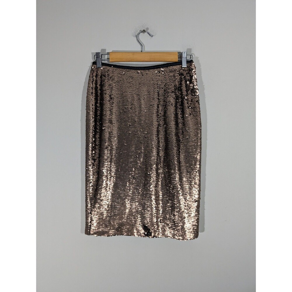 English Factory Skirt Women Sz M Gold Sequin Pencil Cocktail Party‎ Formal
